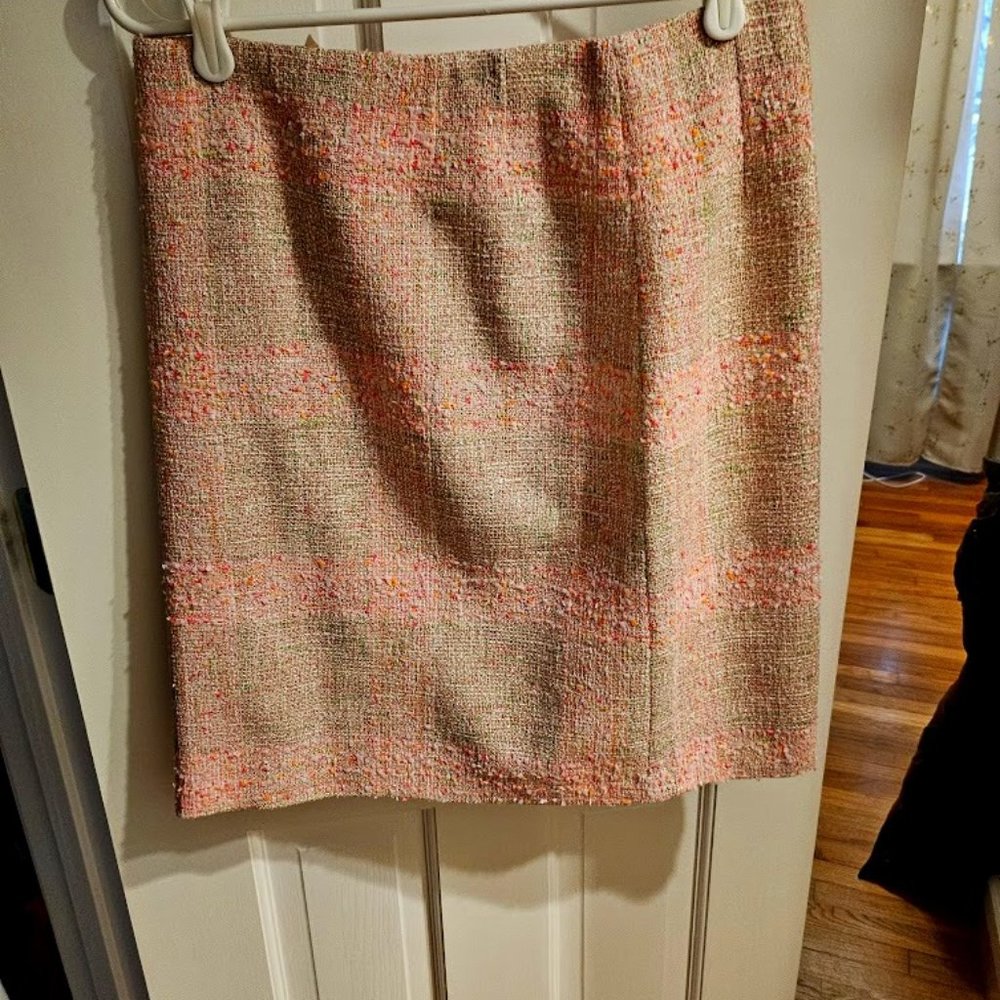 Brooks Brothers X Lanificio di Tollegno Pink Tweed Straight Skirt Size 4 NWT